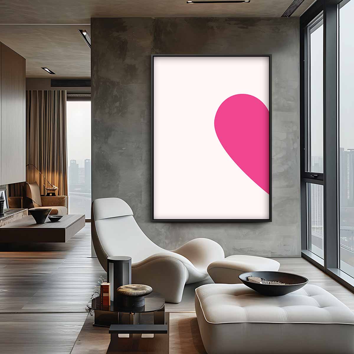 Roze hartvorm – staande wandkunst voor woonkamer of interieur