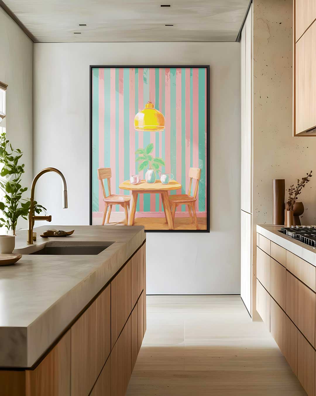 Gezellige Retro Eethoek – staand kunstwerk voor modern interieur