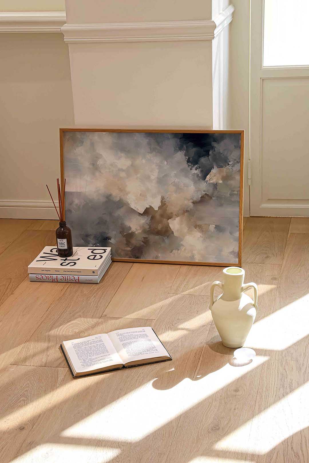 Abstracte wolken – liggende abstracte wanddecoratie van WallArtistic