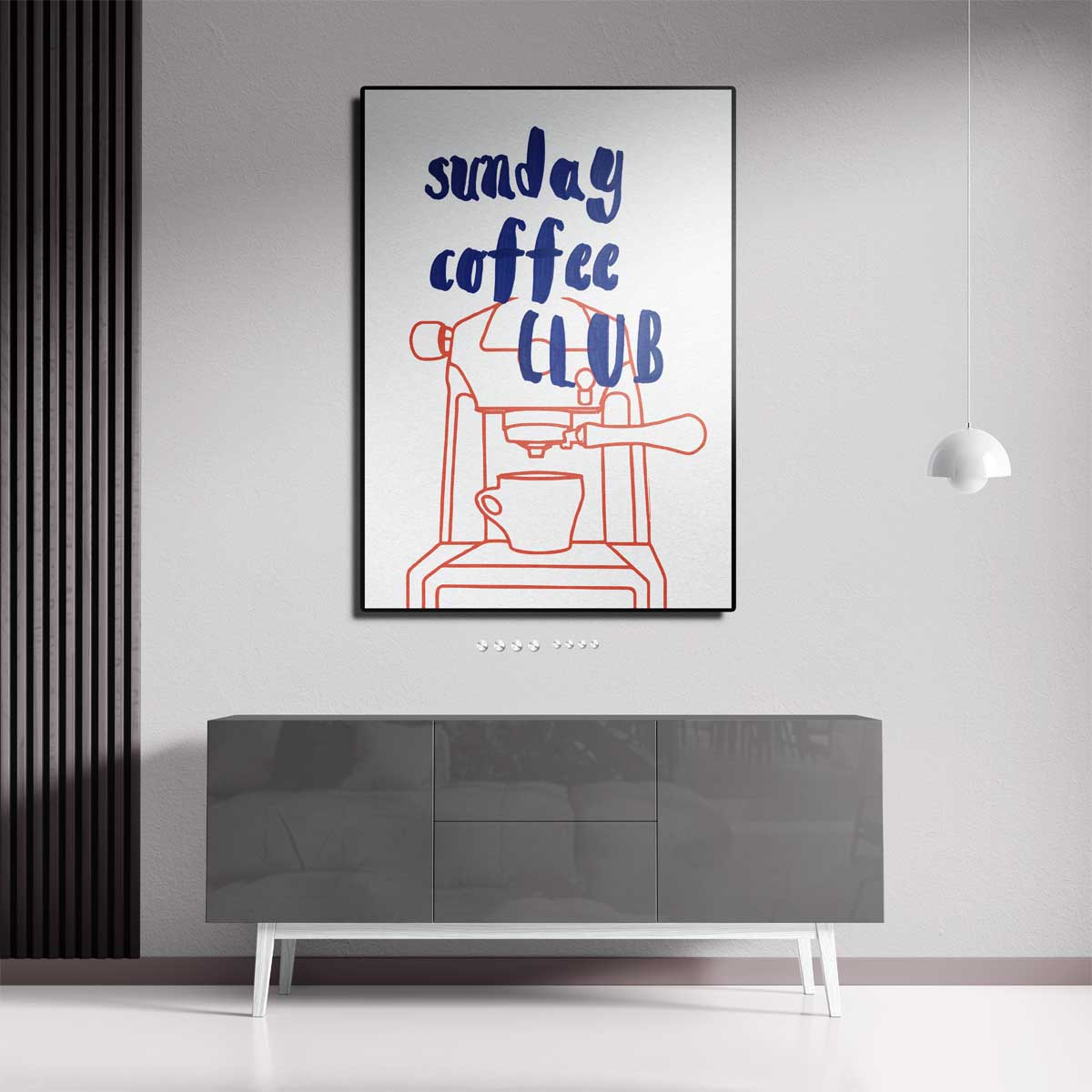 Zondag Koffie Club Poster – staande wandkunst voor woonkamer of interieur