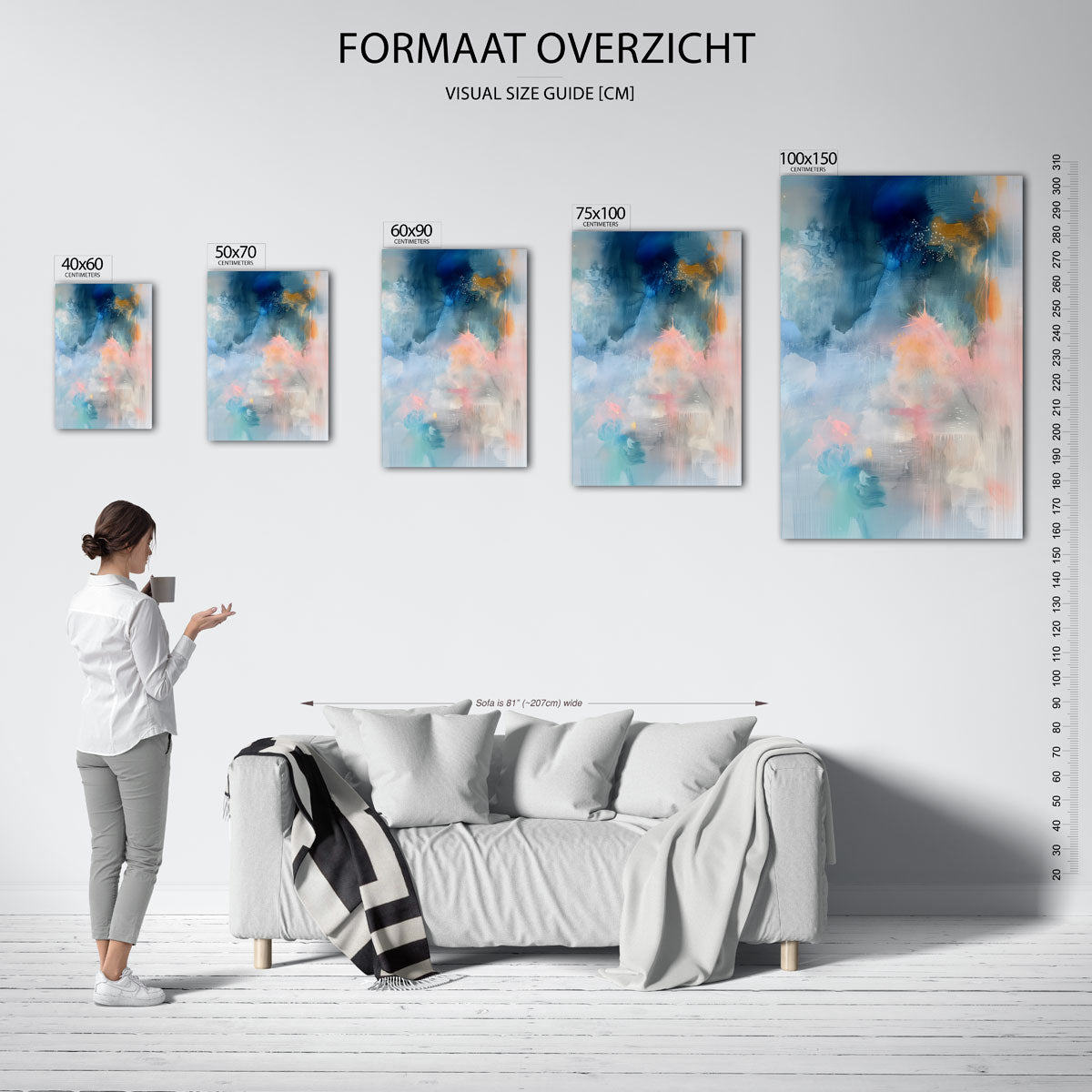 Dromerige kleurenexplosie – staand wanddecoratie kunstwerk