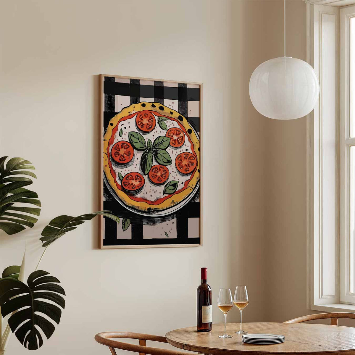 Italiaanse Pizza Illustratie – staande keuken wanddecoratie van WallArtistic
