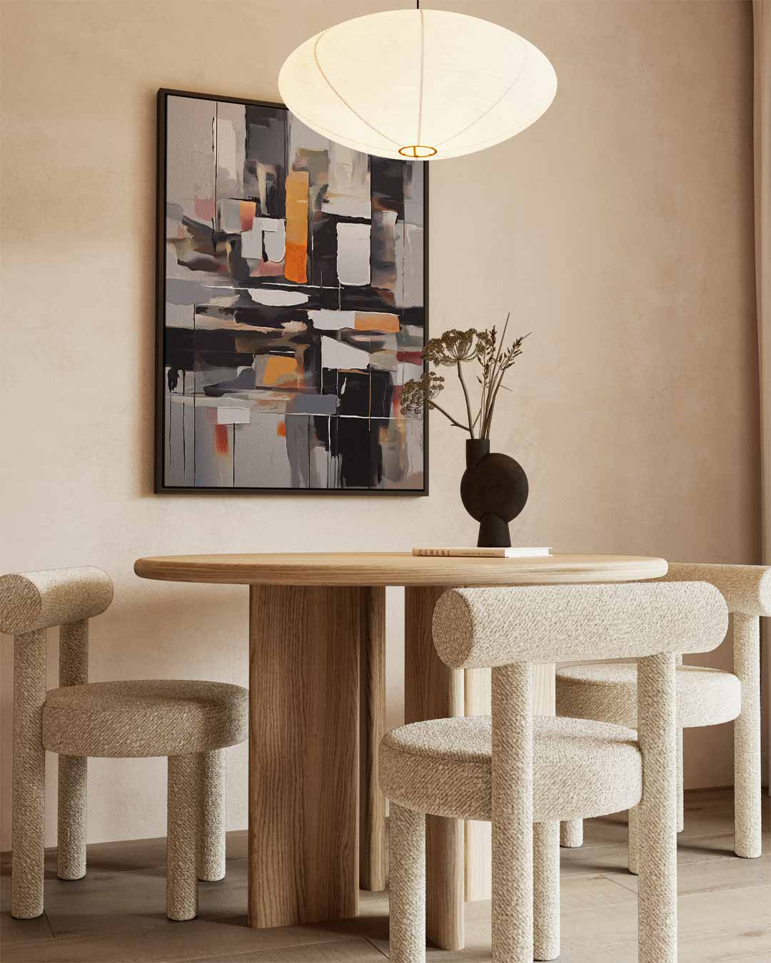 Moderne Abstractie in Diepe Tinten – kunstwerk met zwarte baklijst