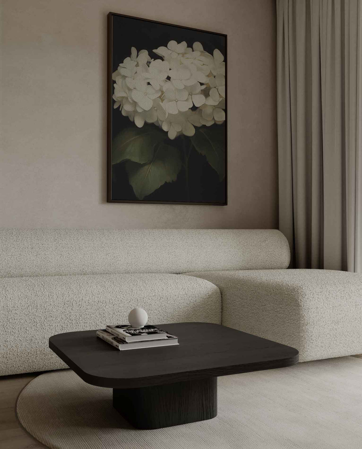 Elegante Witte Hortensia Bloemen – modern portret kunstwerk van WallArtistic