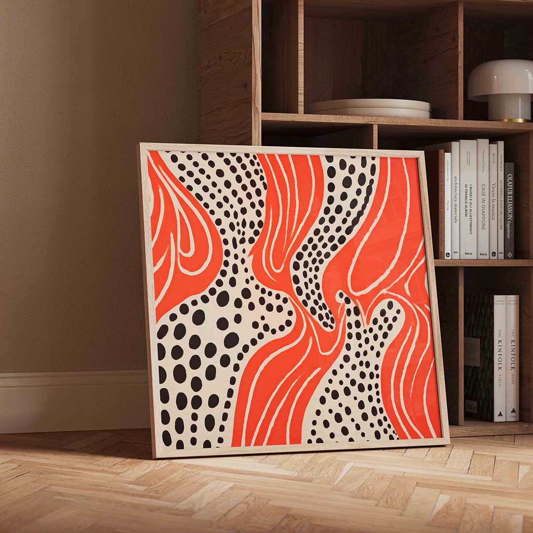 Golvende stippen – geïllustreerde wandkunst als vierkante poster