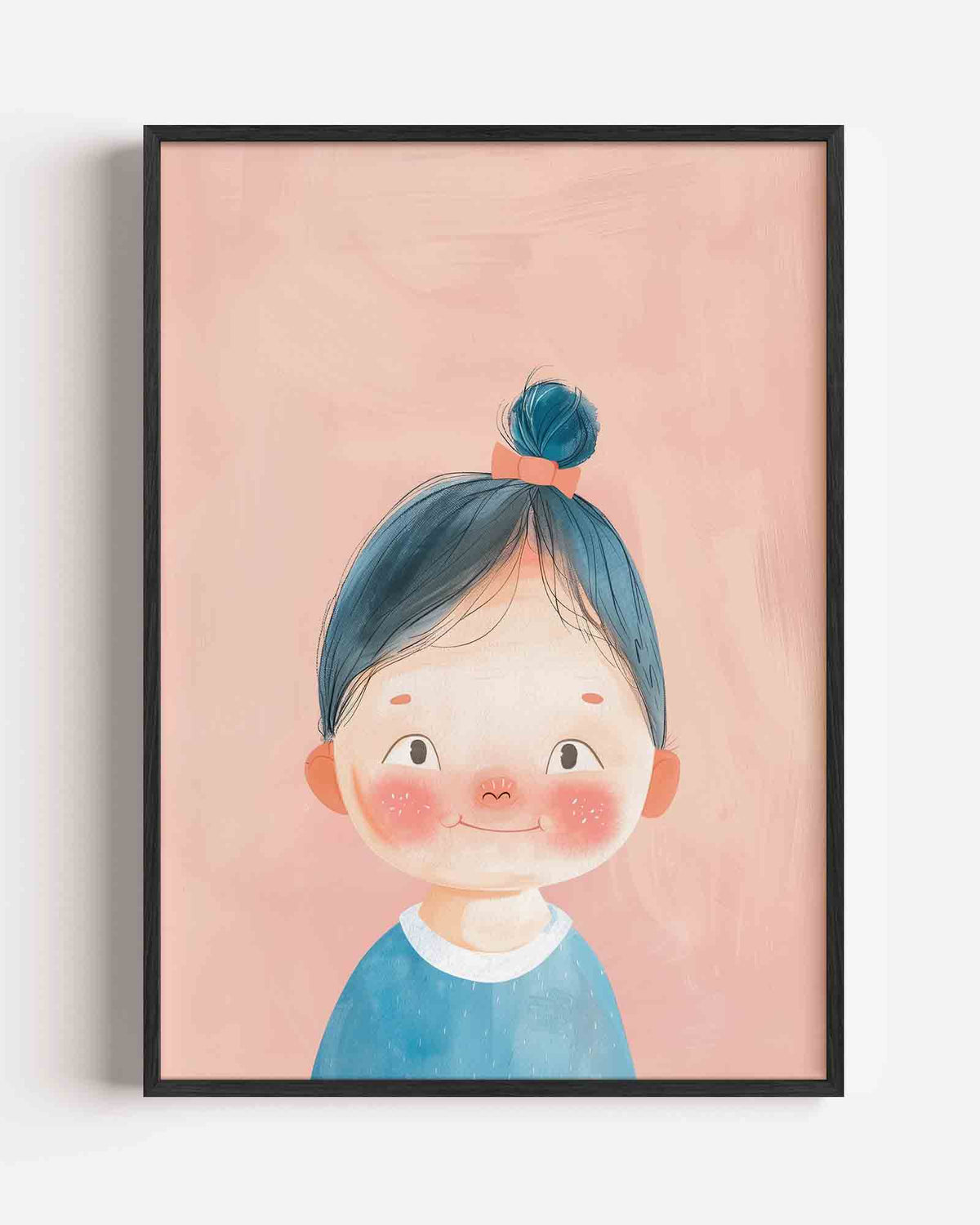 Kind met blauwe trui – kids portret poster als wanddecoratie
