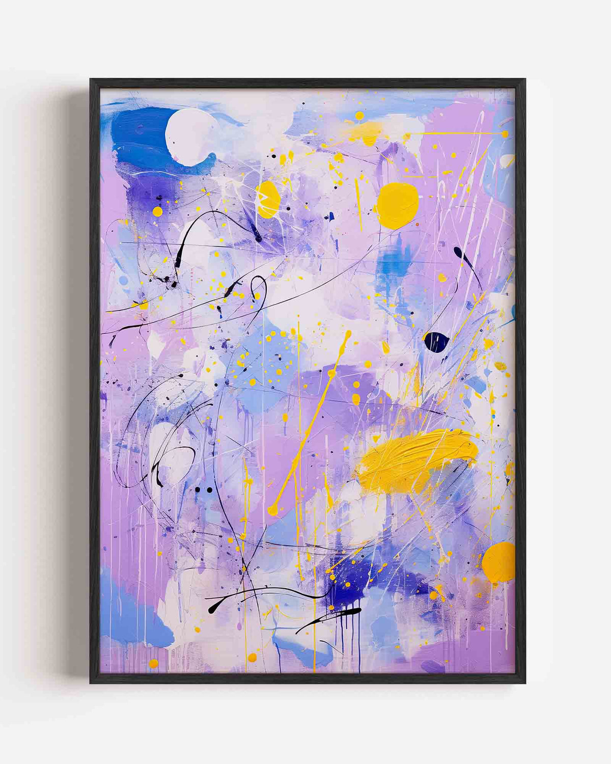Abstracte paarse en gele – kids portret poster als wanddecoratie