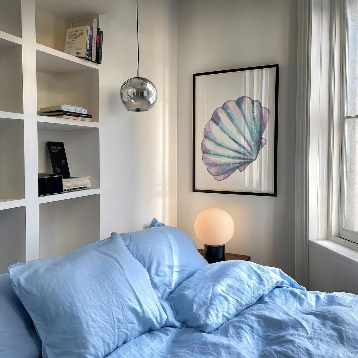 Pastelkleurige Schelp – dierenposter als moderne staande wanddecoratie