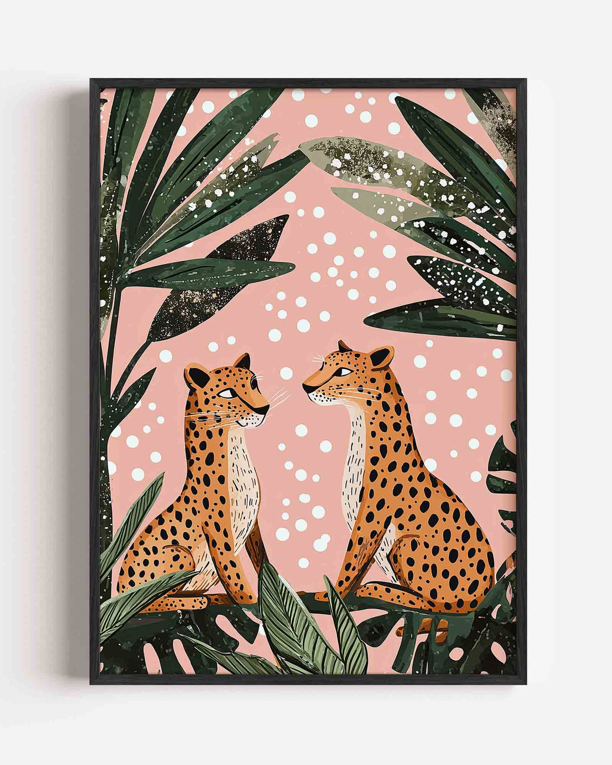 Luipaarden en bladeren – dieren portret poster als wanddecoratie