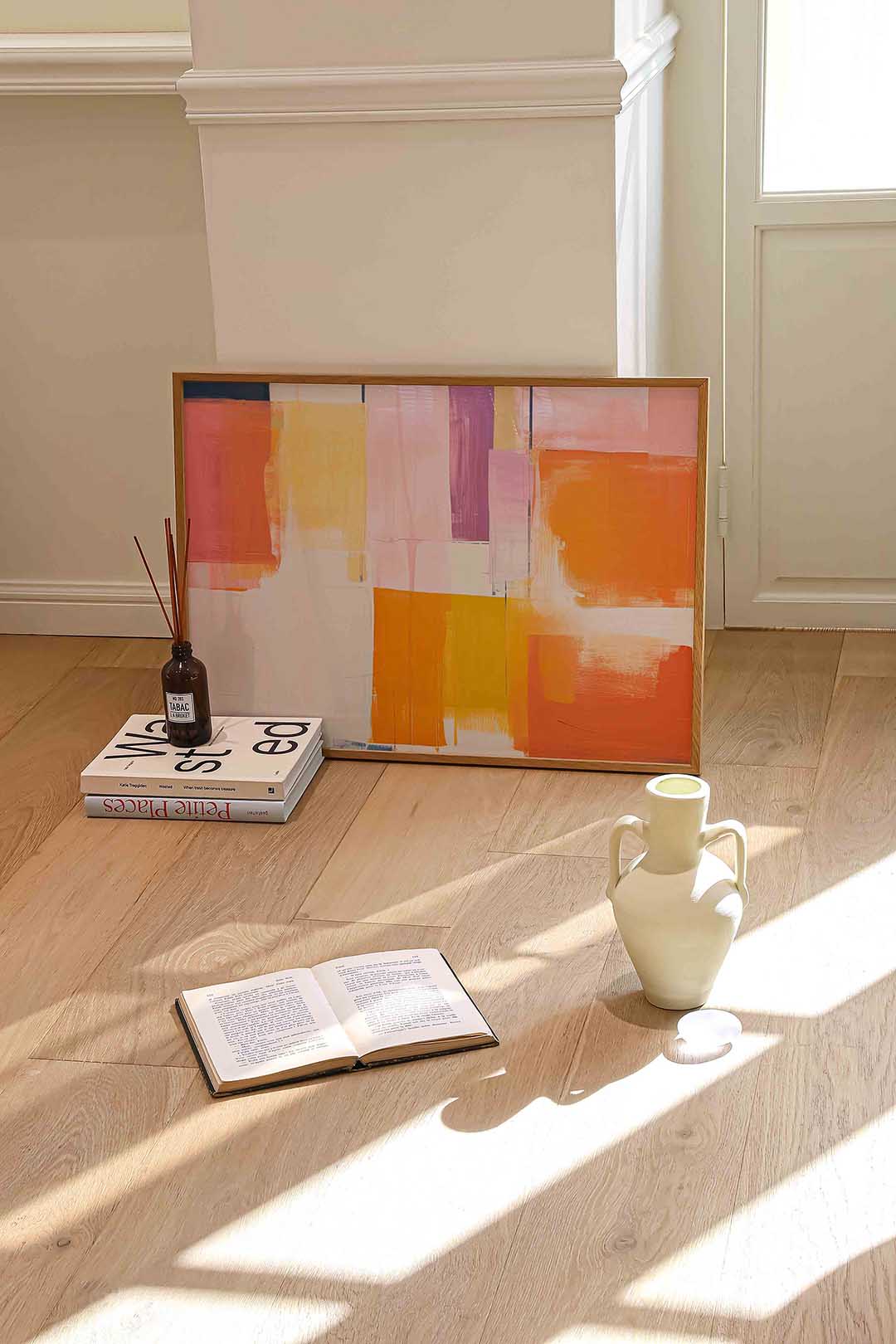 Abstracte kleurrijke vlakken – liggende kleurrijke abstracte wanddecoratie van WallArtistic