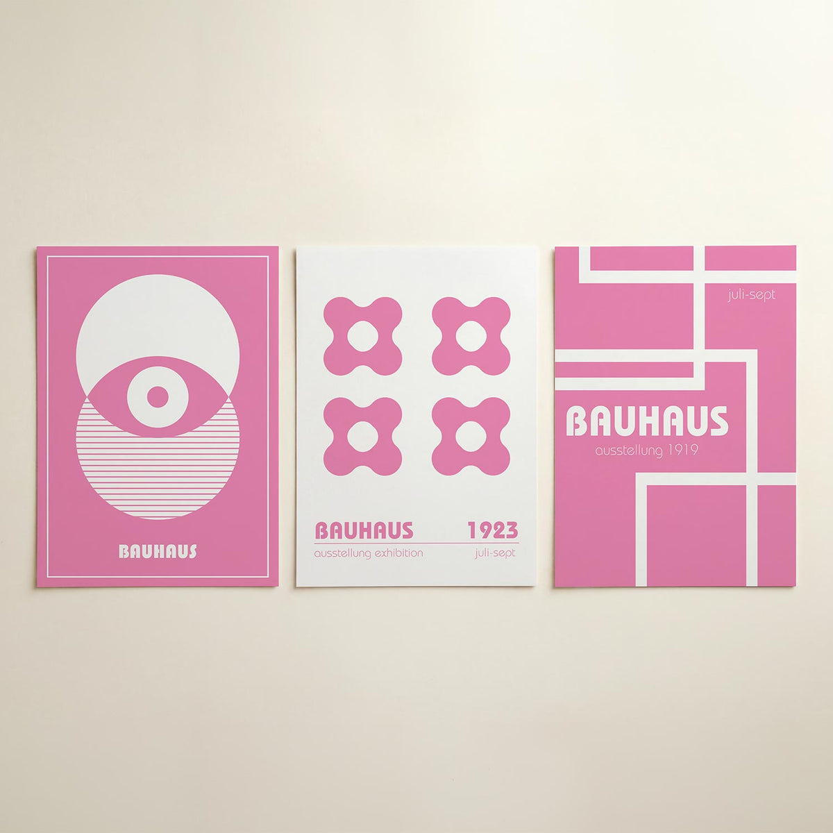 Cirkelpatroon en lijnen posterset – detailweergave – deze posterset in drie delen toont een speelse combinatie van cirkels en