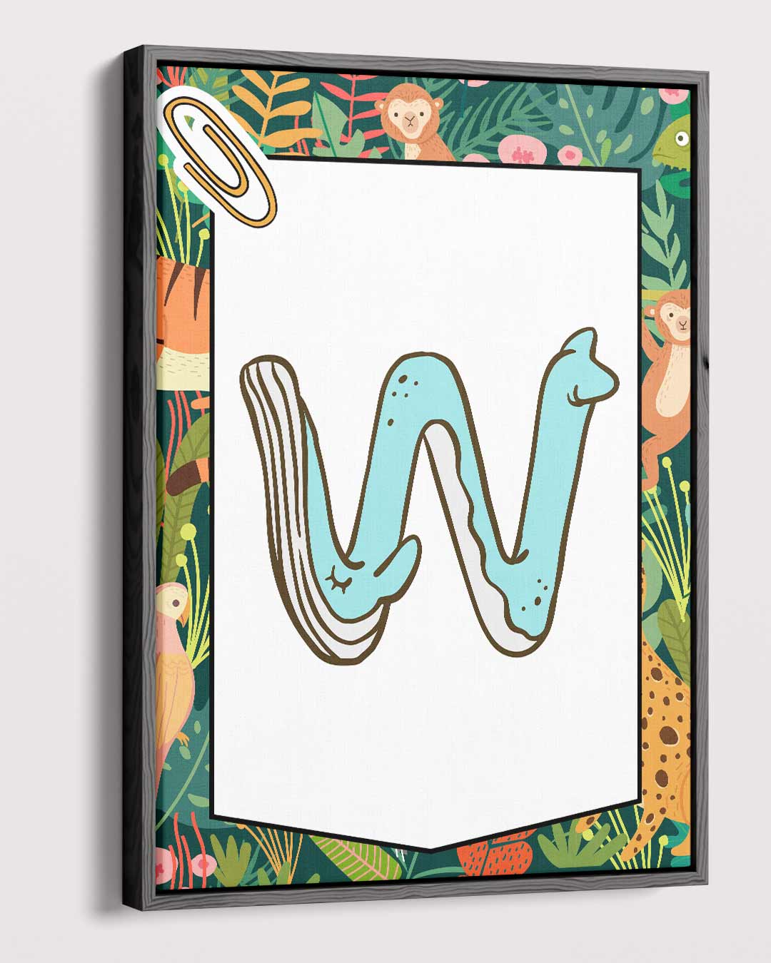Jungle Alfabet W – plexiglas wanddecoratie in portret formaat