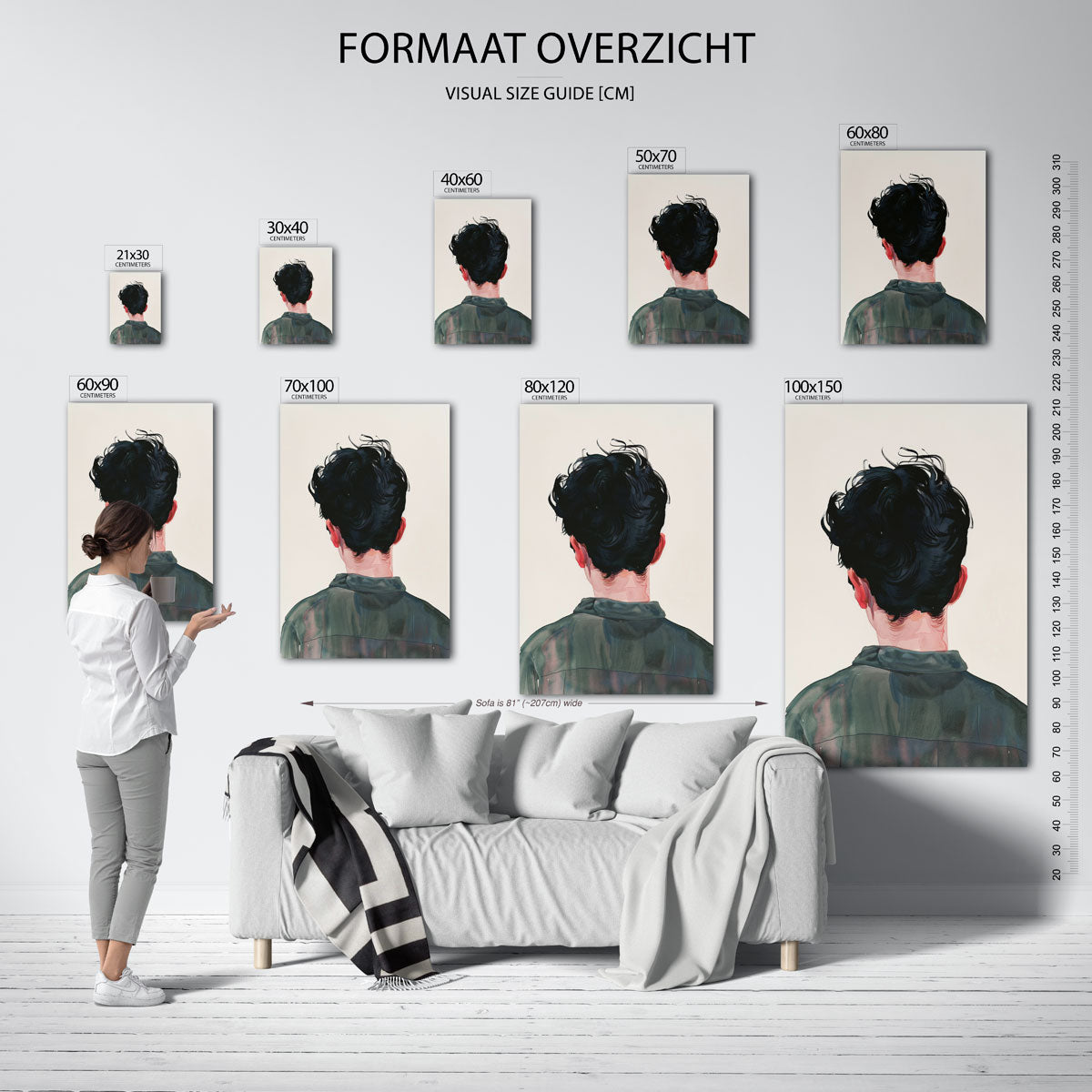 Achterkant van persoon – staande muurposter met hedendaagse illustratie