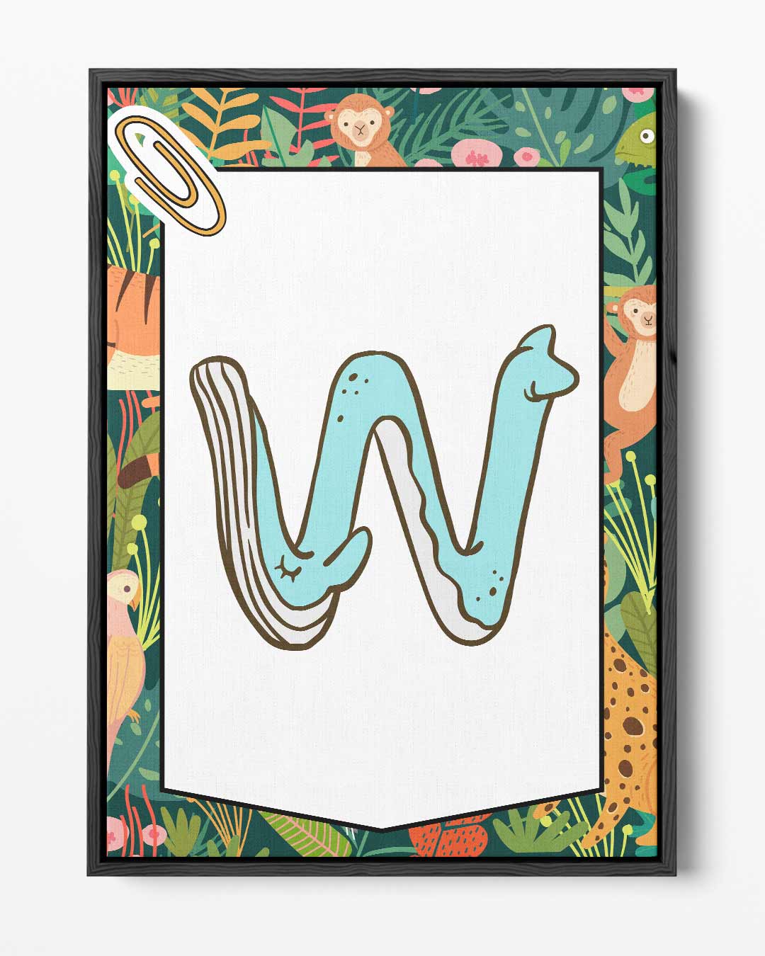 Jungle Alfabet W – portret kunstwerk als wanddecoratie