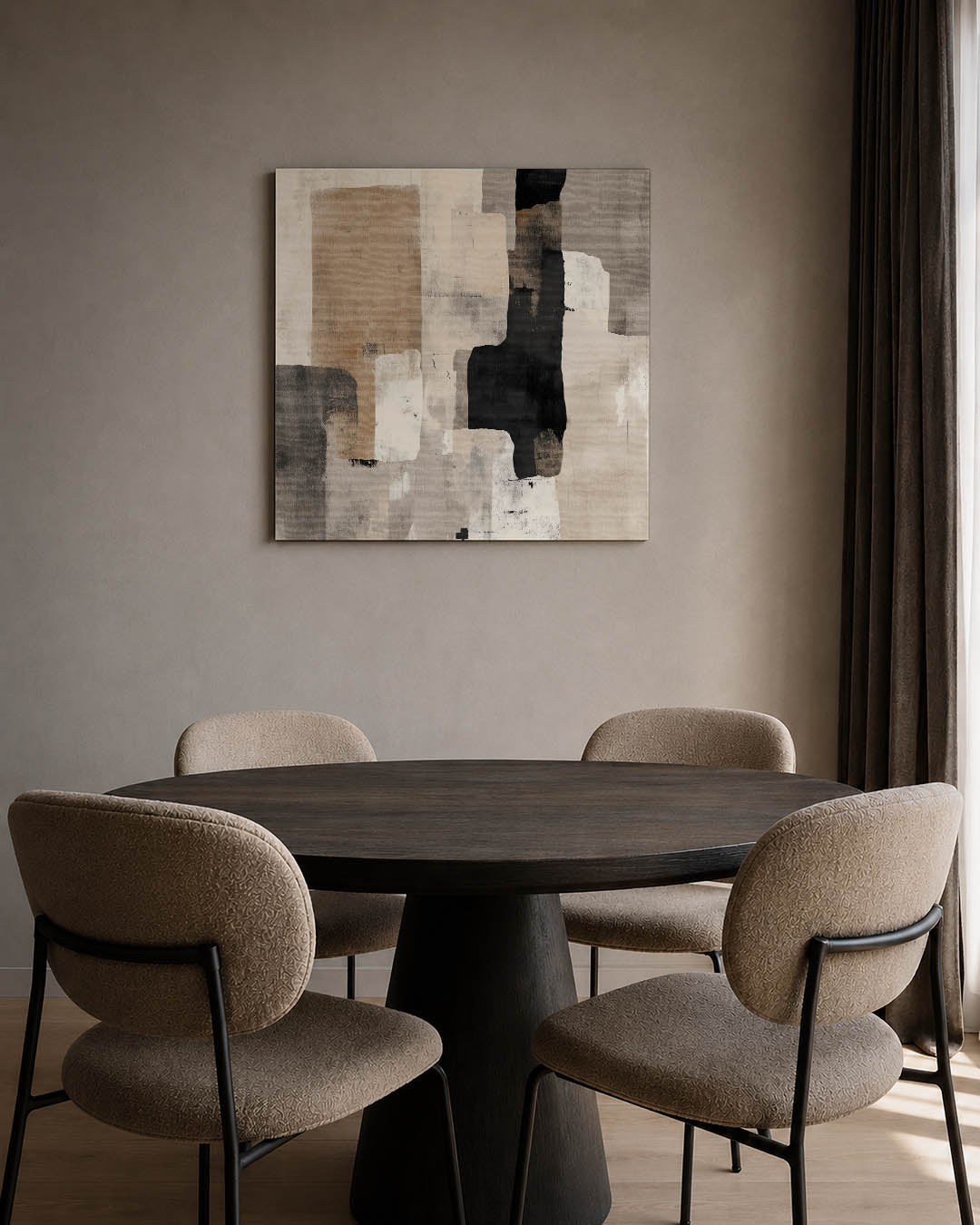 Geometrische vormen compositie kunstwerk – tweede productweergave – dit werk toont een dynamische compositie van overlappende