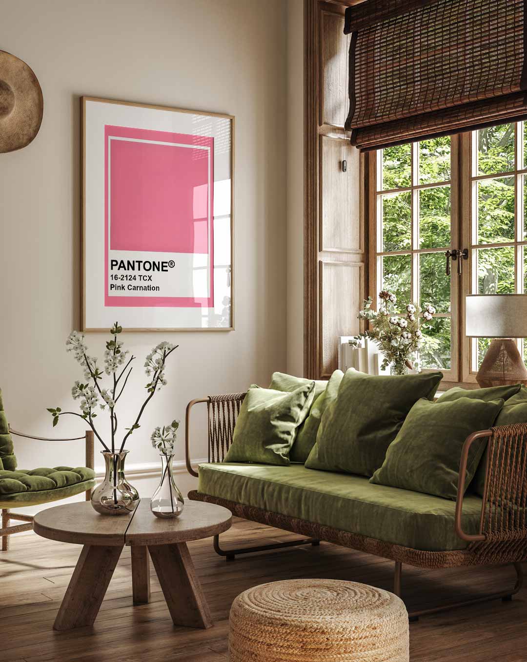 Pantone Pink Carnation – staande muurposter met Popart uitstraling