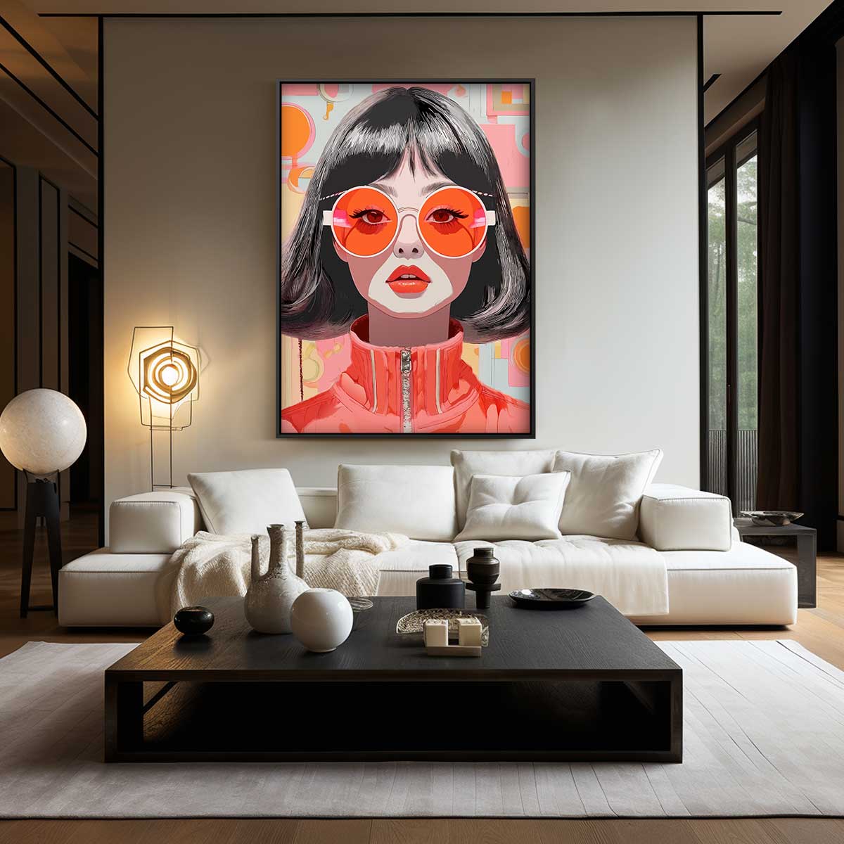 Retro Chic Portret – kunstwerk met zwarte baklijst