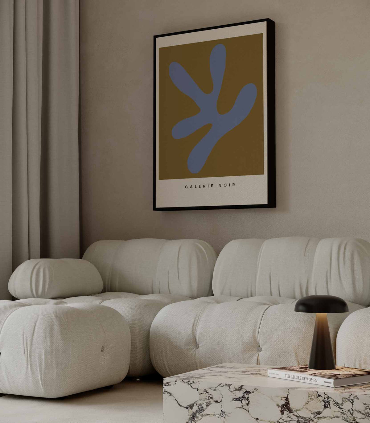 Abstracte Expressie in Blauw en Bruin – staande wandkunst voor woonkamer of interieur