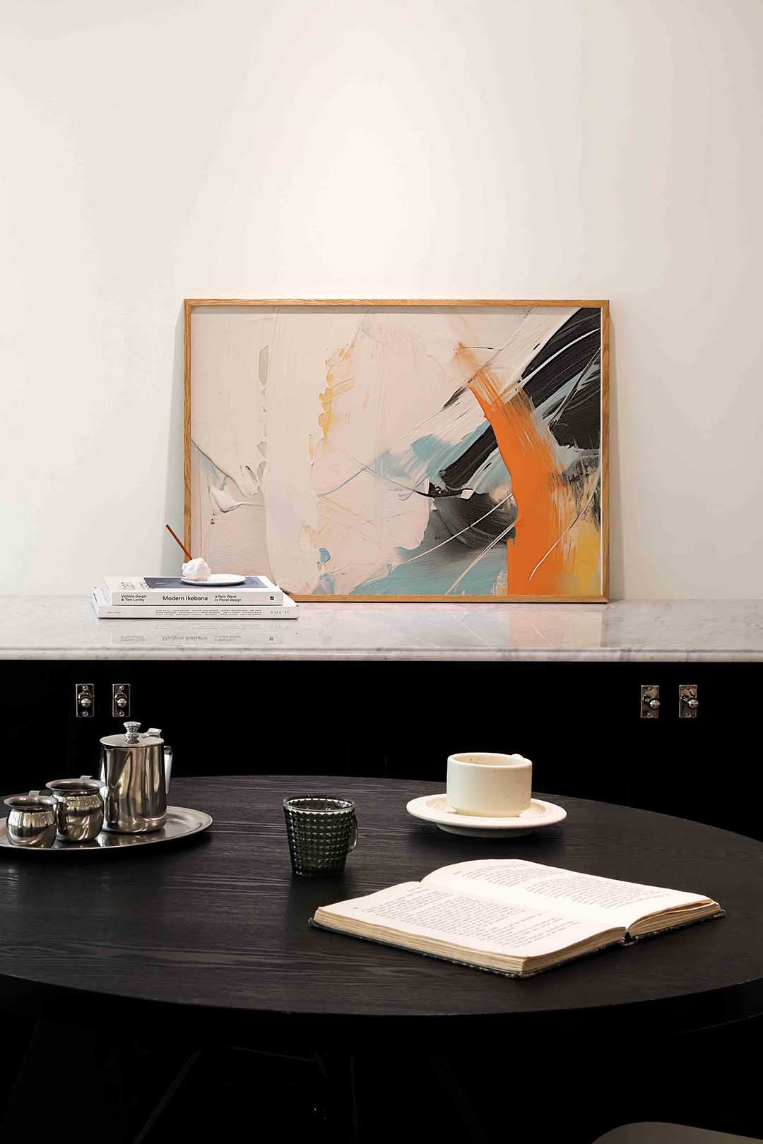 Abstracte penseelstreken – abstracte poster in liggend formaat
