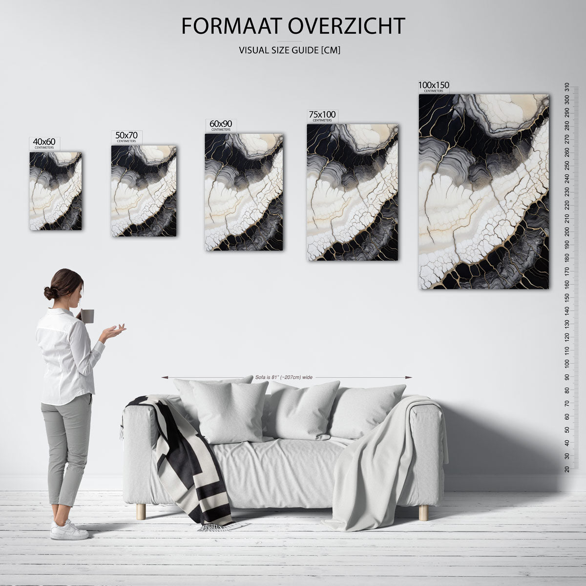 Organische lijnen compositie – staand wanddecoratie kunstwerk