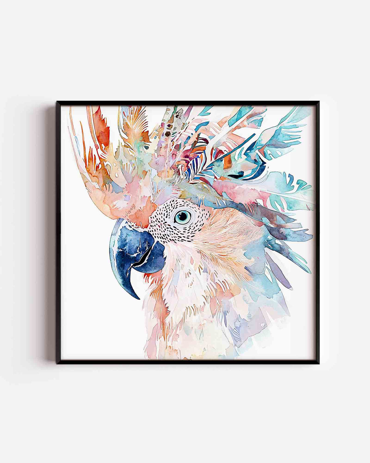 Papegaai met kleurrijke veren – vierkante dierenposter als wanddecoratie