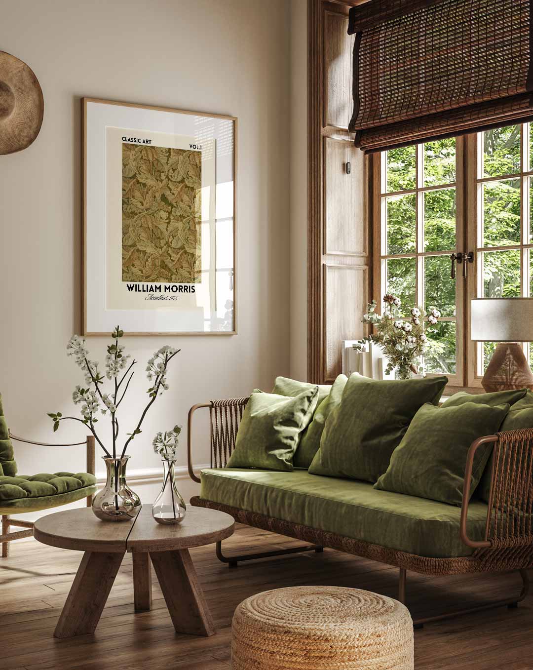 William Morris Acanthus 1875 – staande muurposter in William Morris stijl