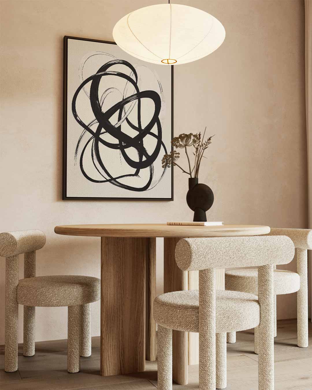 Abstracte Zwarte Lijnen – kunstwerk met zwarte baklijst