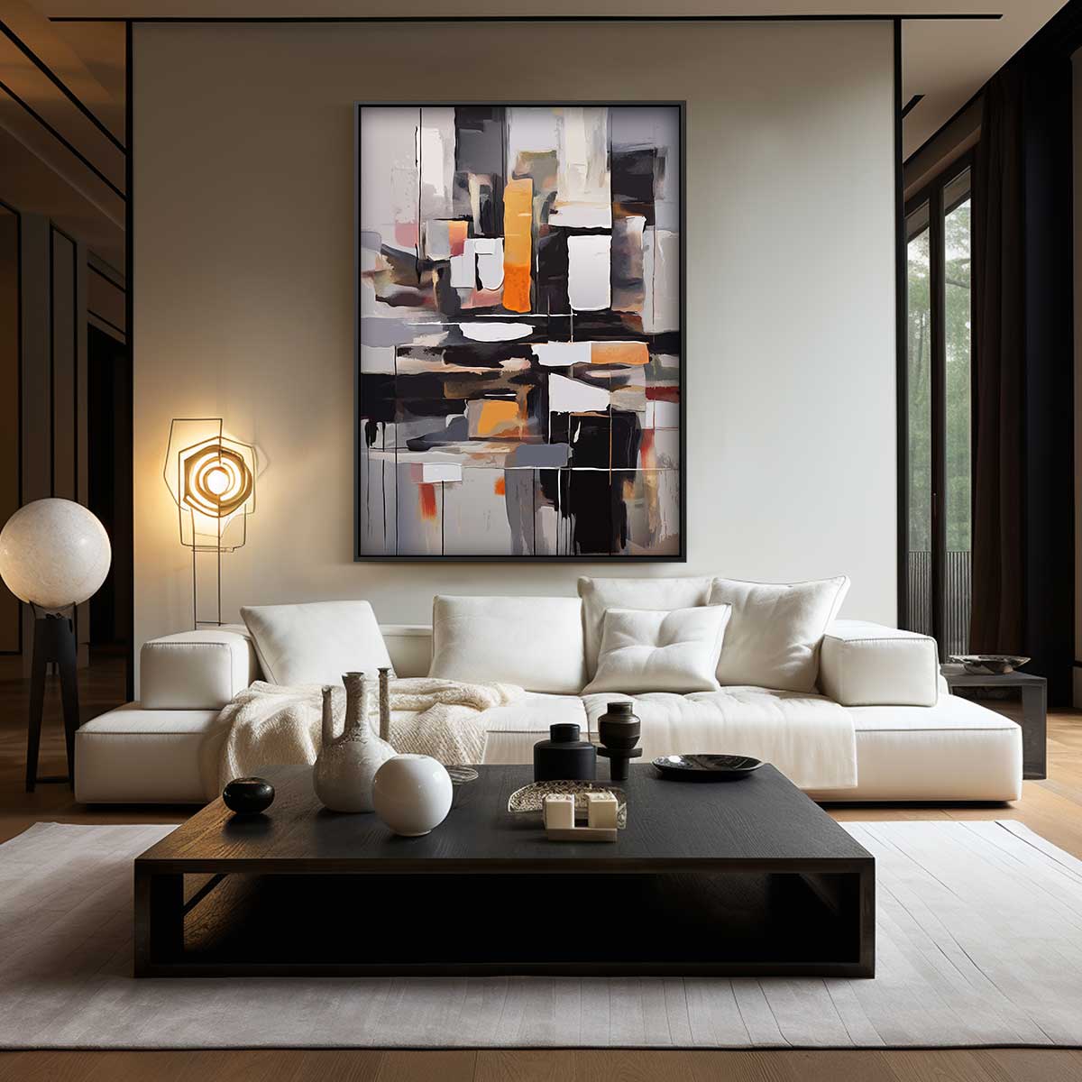 Moderne Abstractie in Diepe Tinten – modern portret kunstwerk van WallArtistic