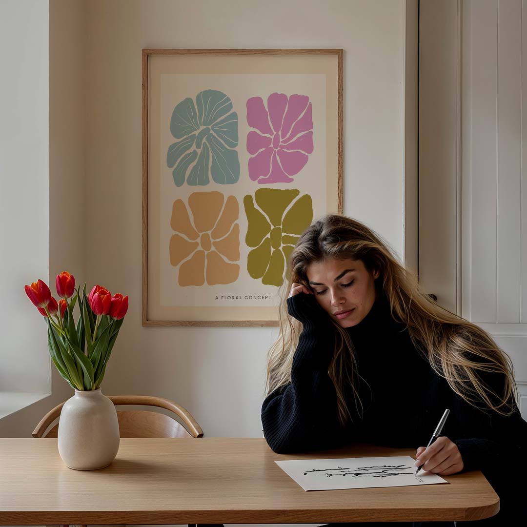 Vrouwelijke Bloemenpracht – bloemen poster in staand formaat