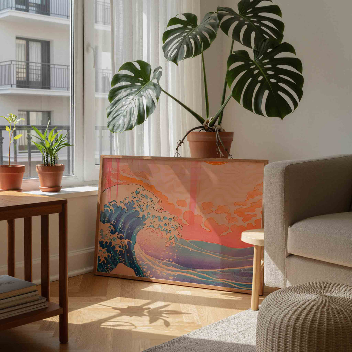 Golven en wolken – moderne wandkunst als landscape poster