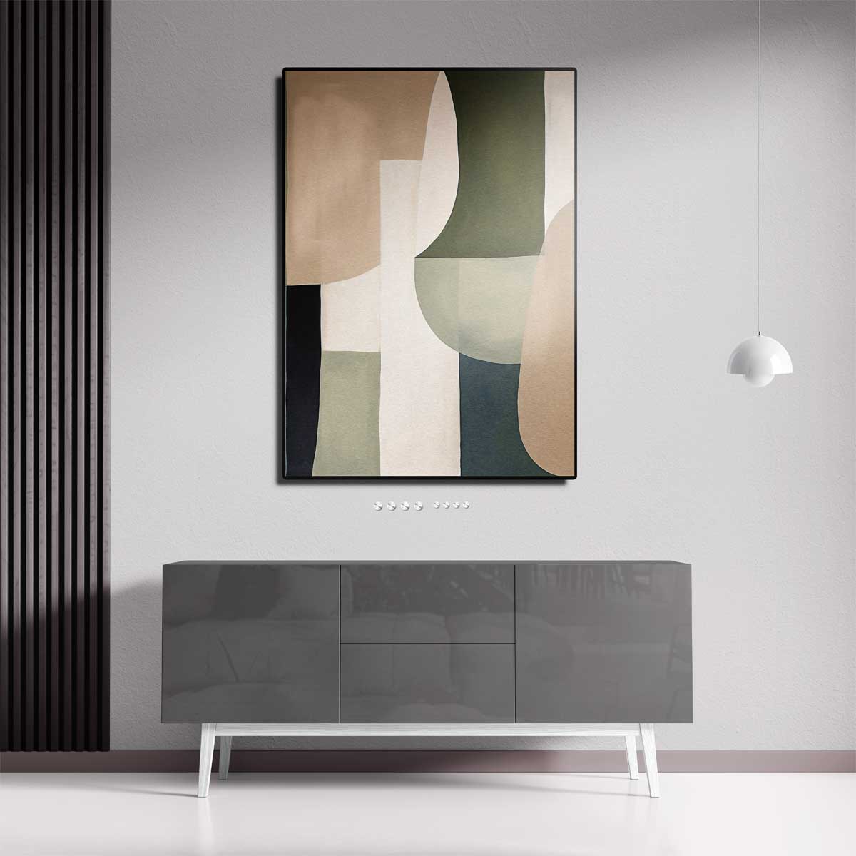 Abstracte Harmonie in Aardetinten – canvas wanddecoratie in portret formaat