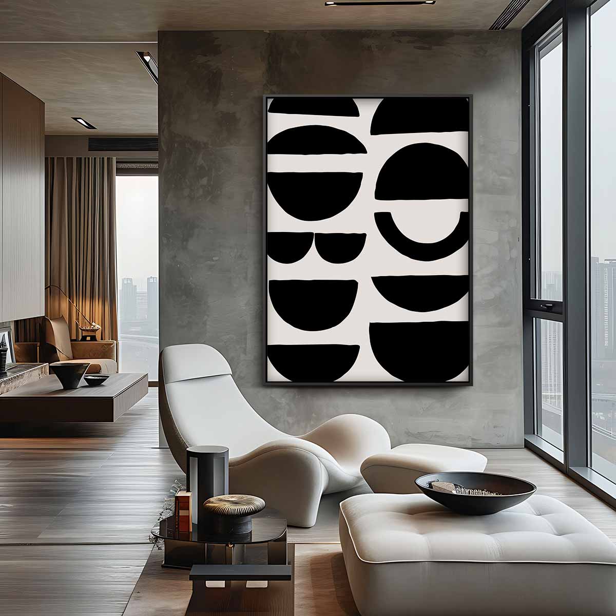 Geometrische Schaduwpatronen – canvas wanddecoratie in portret formaat