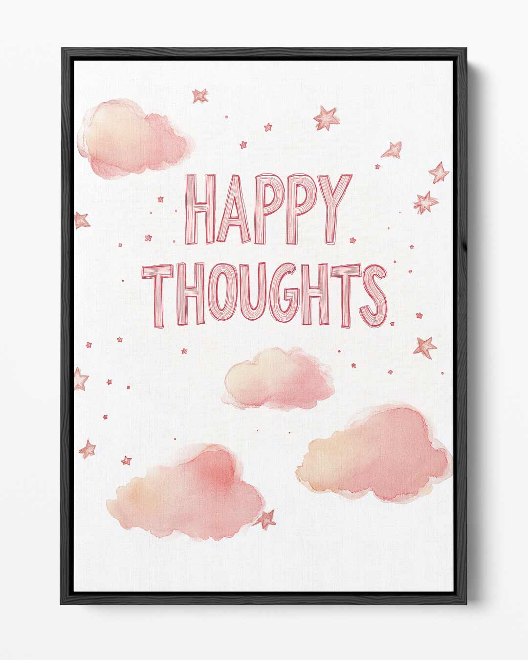 Happy Thoughts Wolkenposter – portret kunstwerk als wanddecoratie