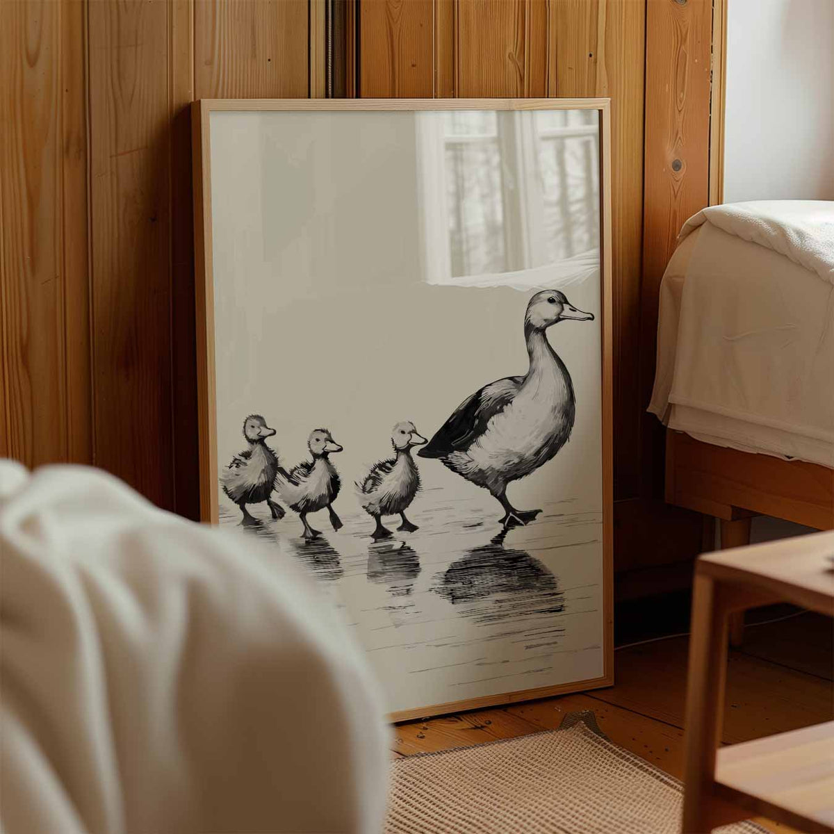 Eendenfamilie Wandkunst – kinderposter in staand formaat
