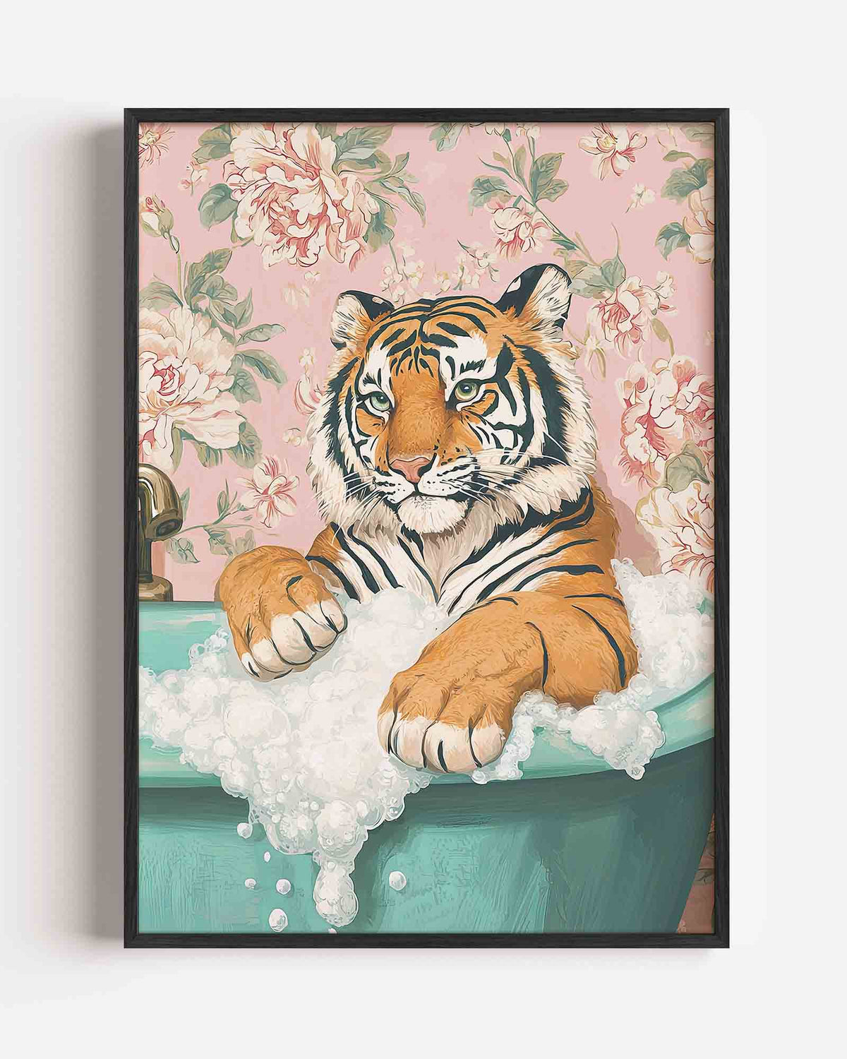 Tijger in bad – dieren portret poster als wanddecoratie