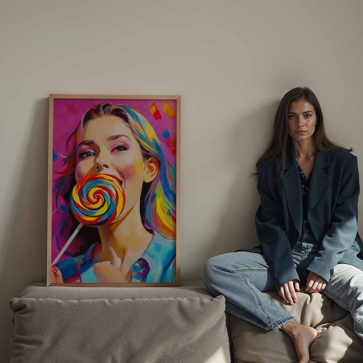 Kleurrijke Lolly Droom – Streetart wandkunst als portret poster