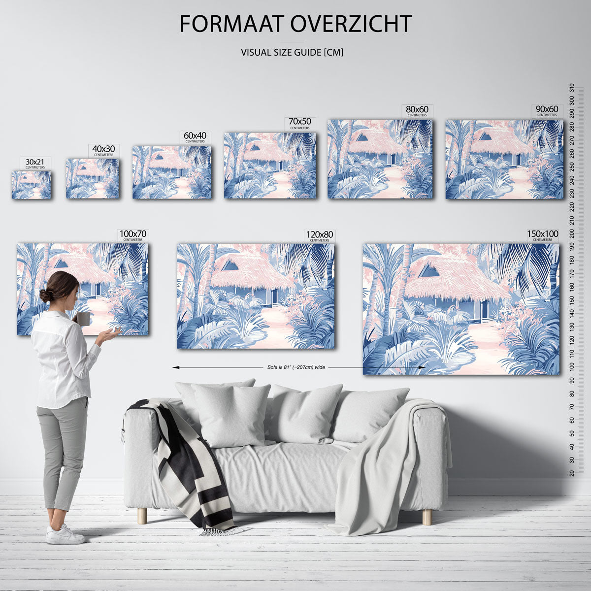 Tropisch huisje – liggende muurposter met jungle thema