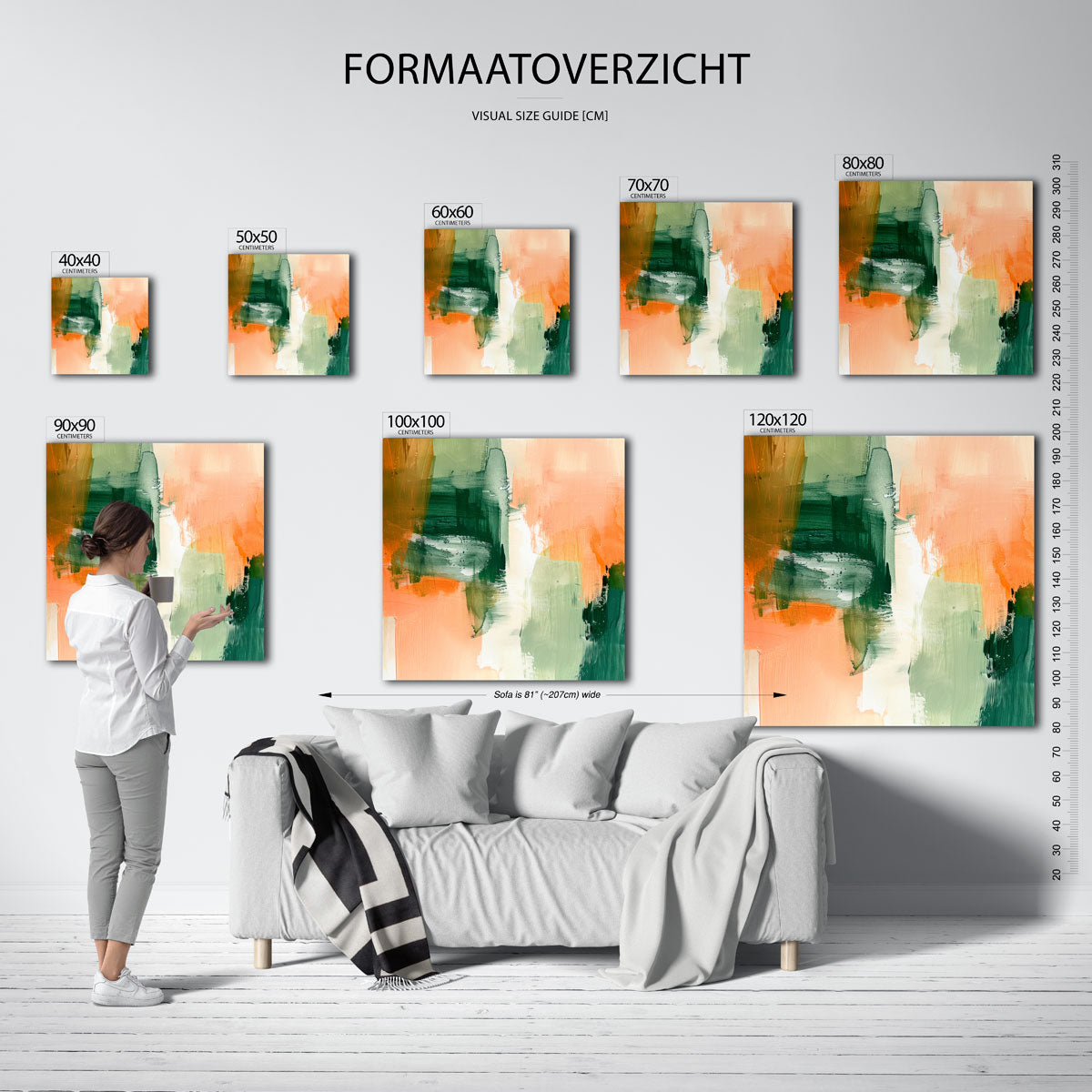 Abstracte penseelstreken – vierkante muurposter met kleurrijke illustratie