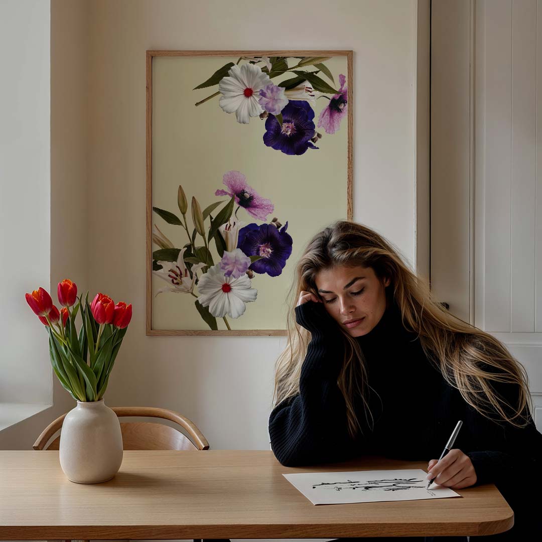Bloemenpracht – staande muurposter met tekst en typografie
