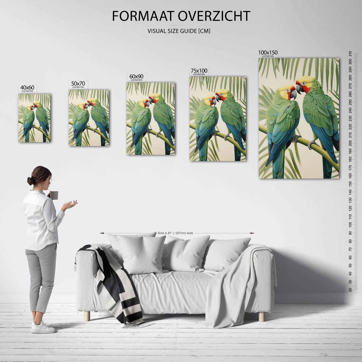 Tropische vogels – staand wanddecoratie kunstwerk