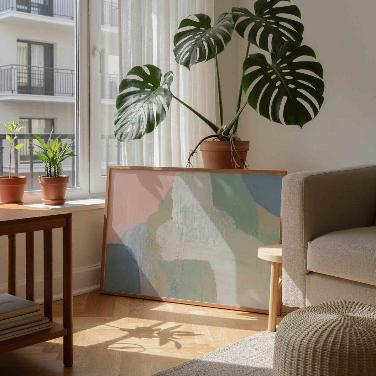 Abstracte kleurencompositie – schilderkunst als moderne landscape poster