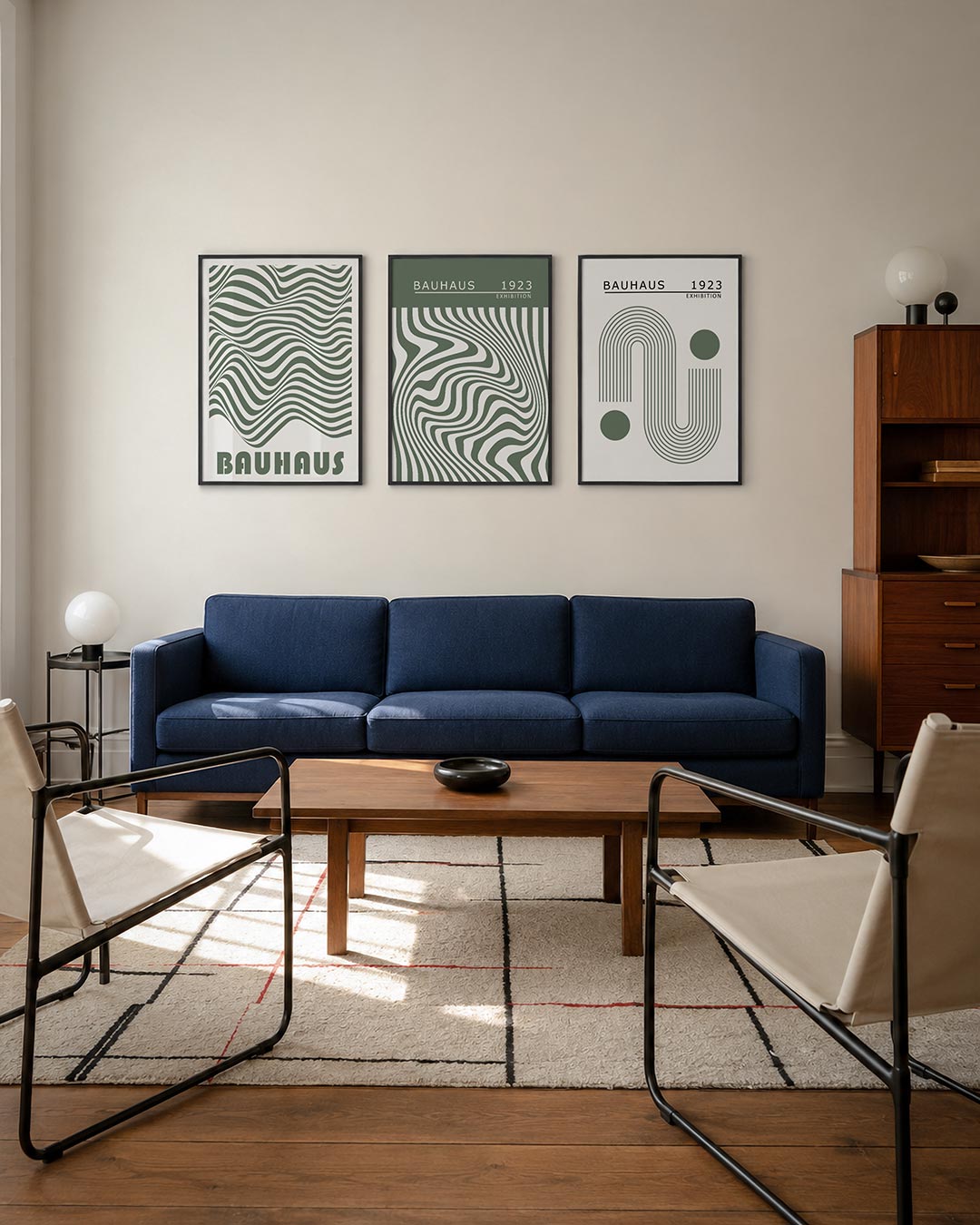 Golvend lijnenspel posterset – derde productweergave – deze posterset toont een dynamisch lijnenspel met golvende patronen in
