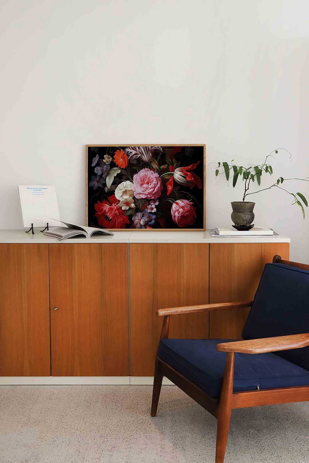 Bloemenpracht – liggende bloemen wanddecoratie van WallArtistic