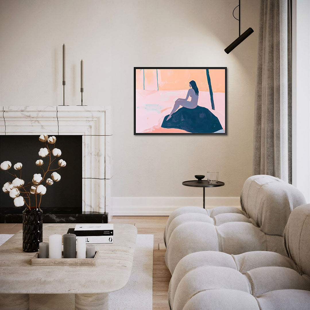Zittende vrouw silhouet – liggende wanddecoratie