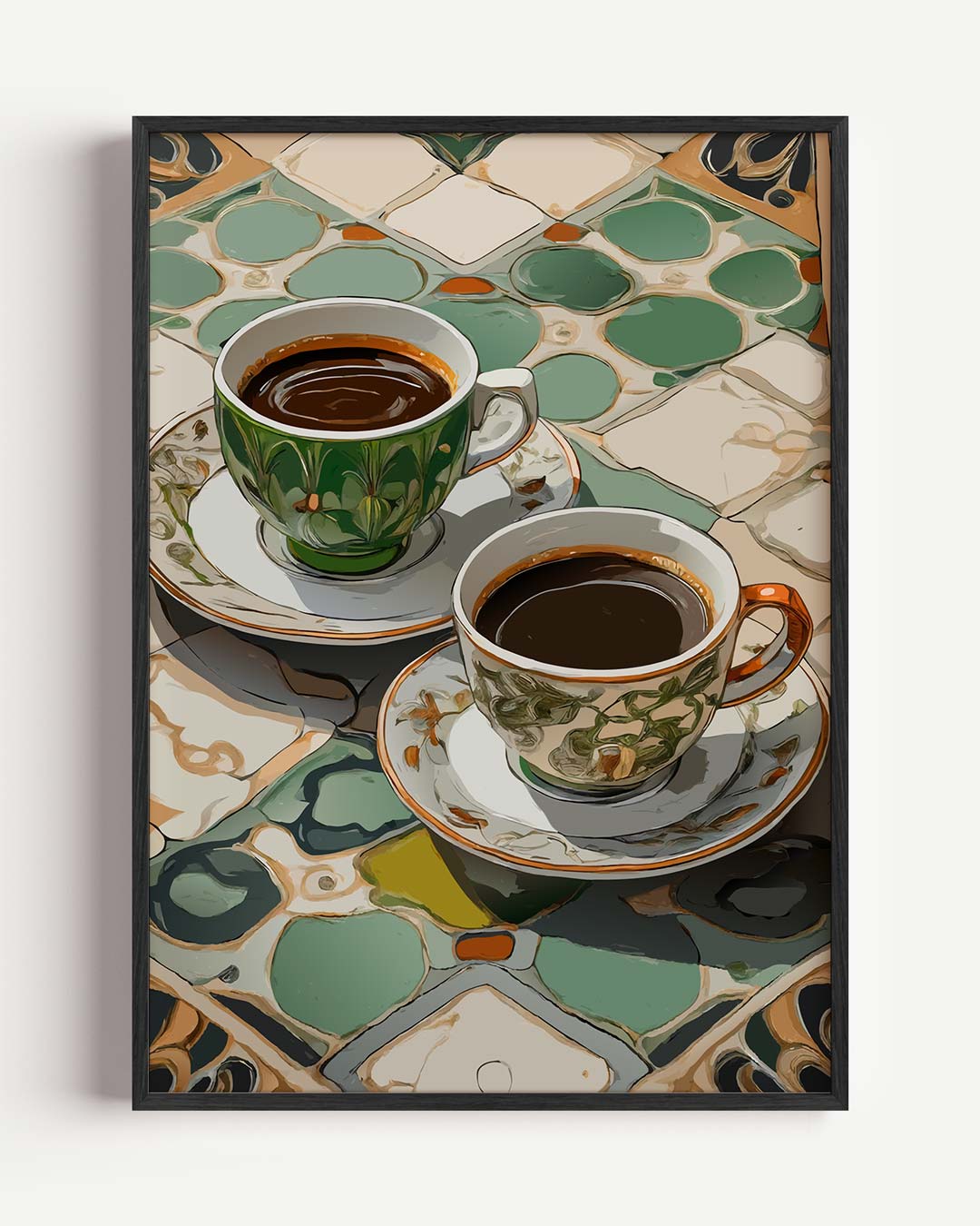 Kleurrijke Koffie Momenten – keuken portret poster als wanddecoratie