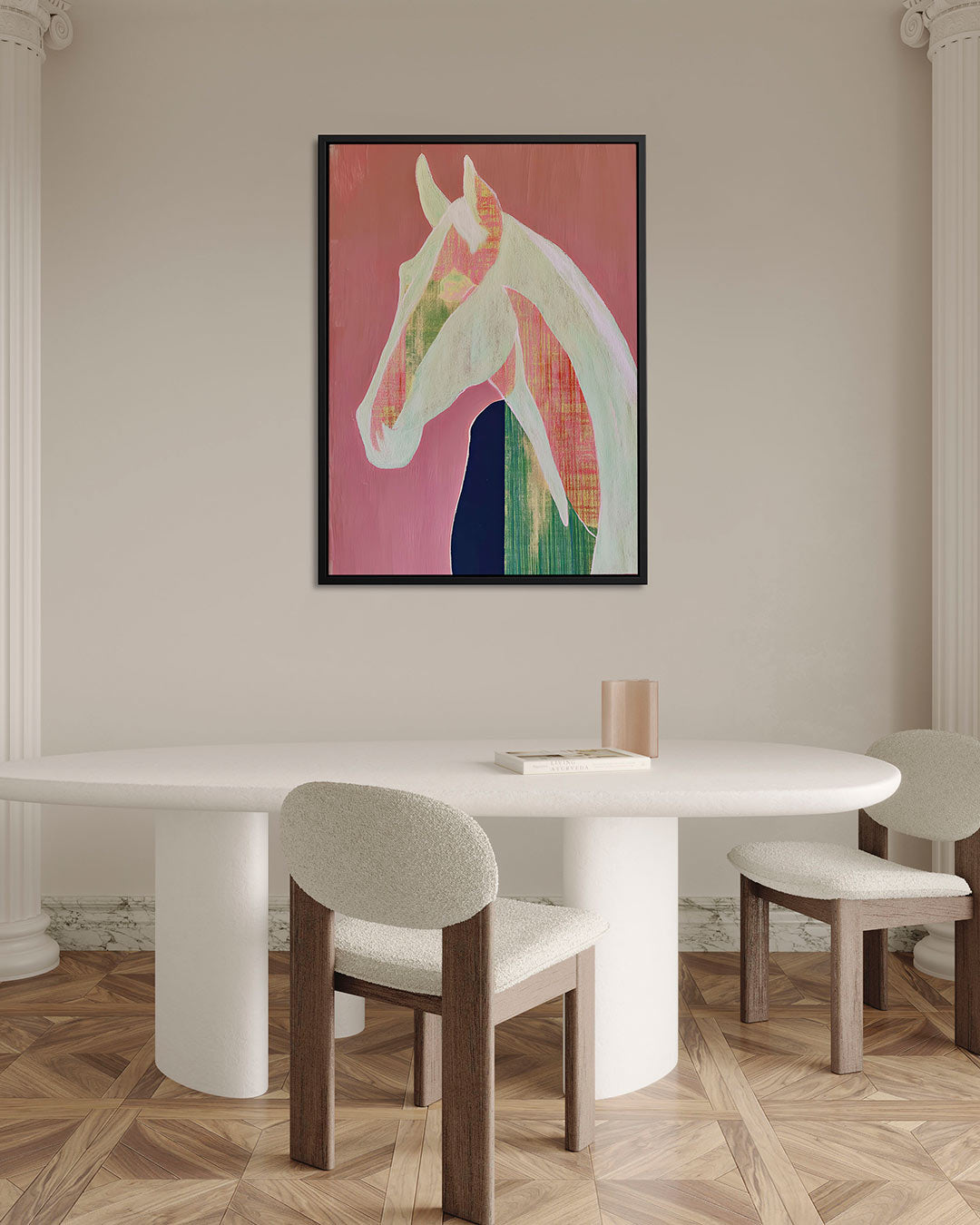 Paardenportret in pastel – alternatieve weergave van het kunstwerk