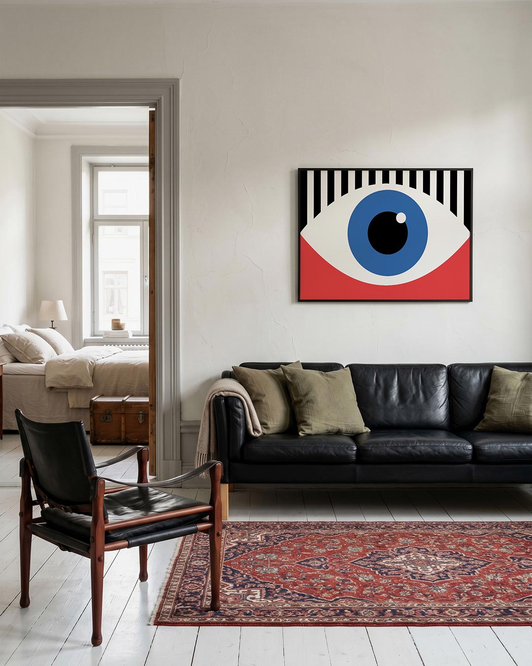 Oogvorm en lijnen – geometrische Bauhaus poster in liggend formaat
