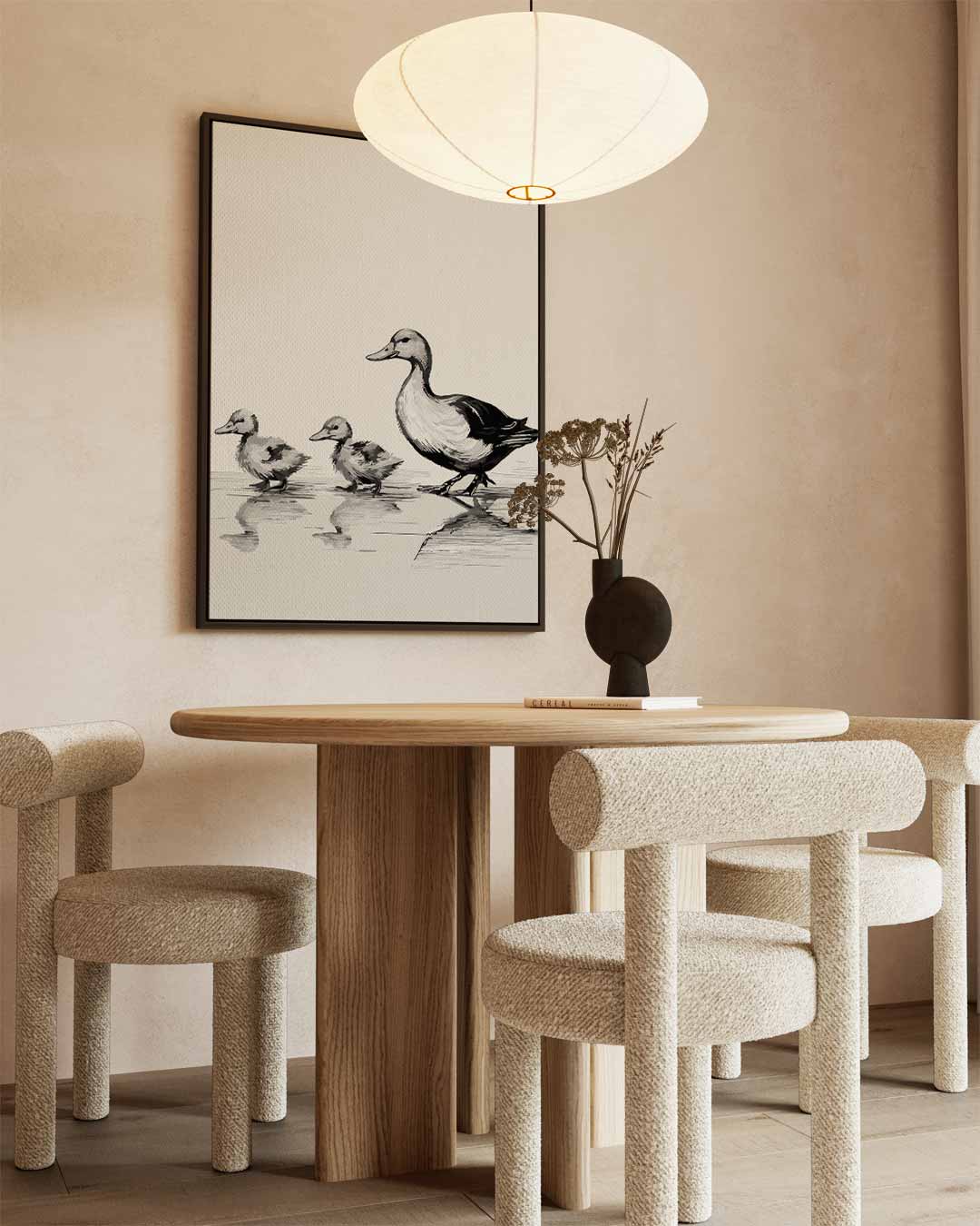 Eend met Eendjes Wandeling – staand kunstwerk voor modern interieur