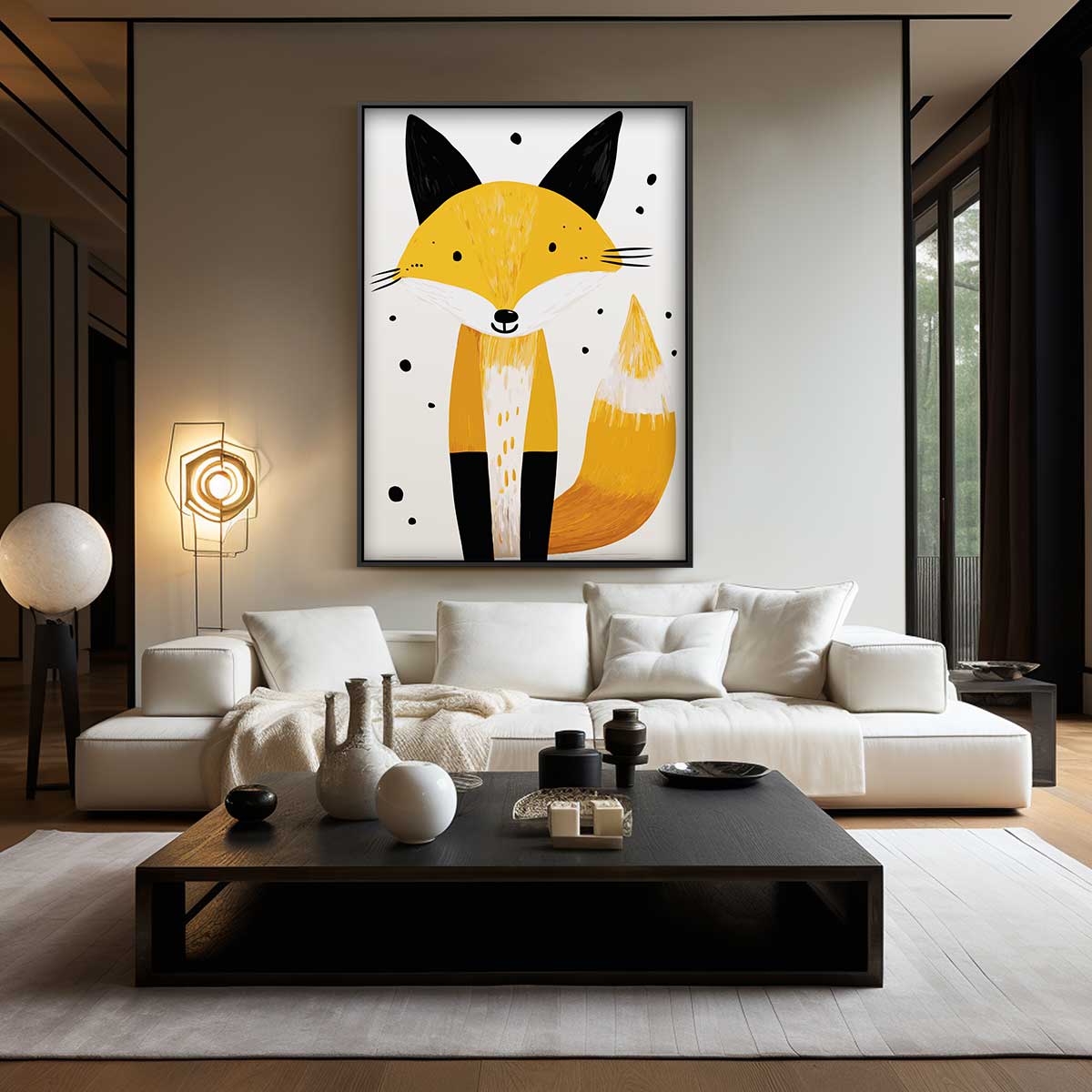 Vrolijke Vos Illustratie – canvas wanddecoratie in portret formaat