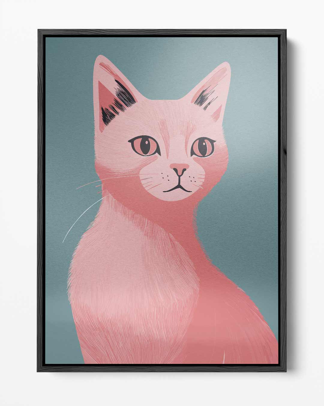 Dromerige Roze Kat – portret kunstwerk als wanddecoratie